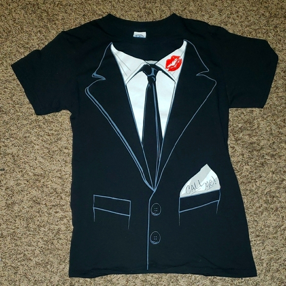 Other - Mens Black Small Tuxedo Kiss T-Shirt Short Sleeved Tux Print Tee Shirt new